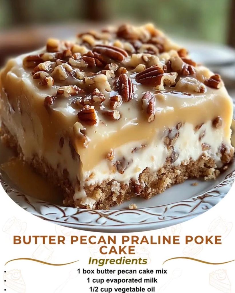 Butter Pecan Praline Poke Cake