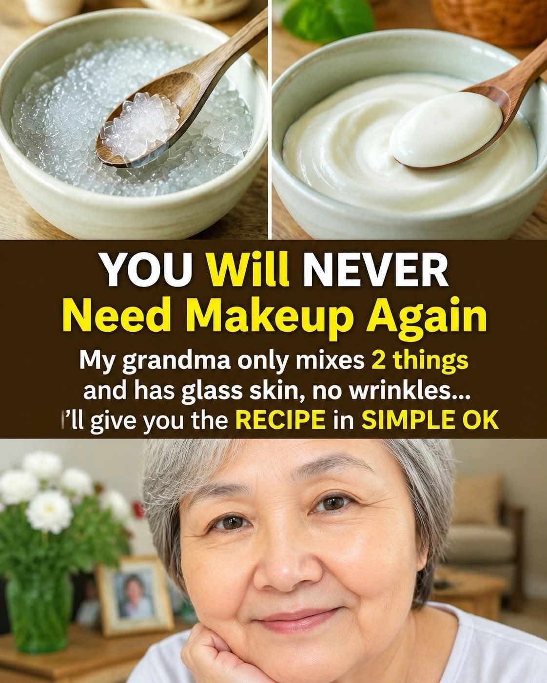You’ll NEVER Need Makeup Again My grandma mixes 2 things and has glass
