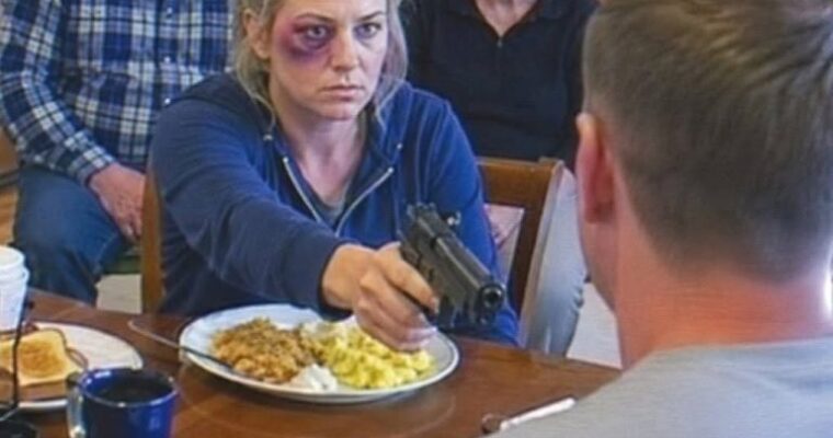 HE CAME DOWN SMILING AFTER HITTING YOU… THEN HE SAW WHO WAS WAITING AT THE BREAKFAST TABLE ….