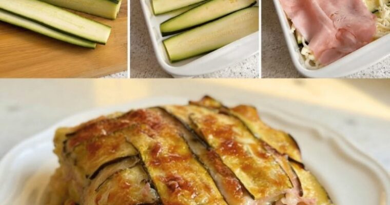 Lasagnes aux courgettes, jambon and mozzarella