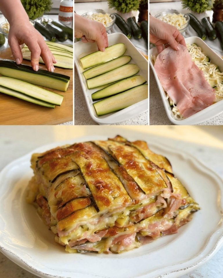 Lasagnes aux courgettes, jambon and mozzarella