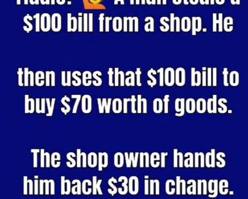 Solve the Riddle: A Man Steals 100$ From a Shop