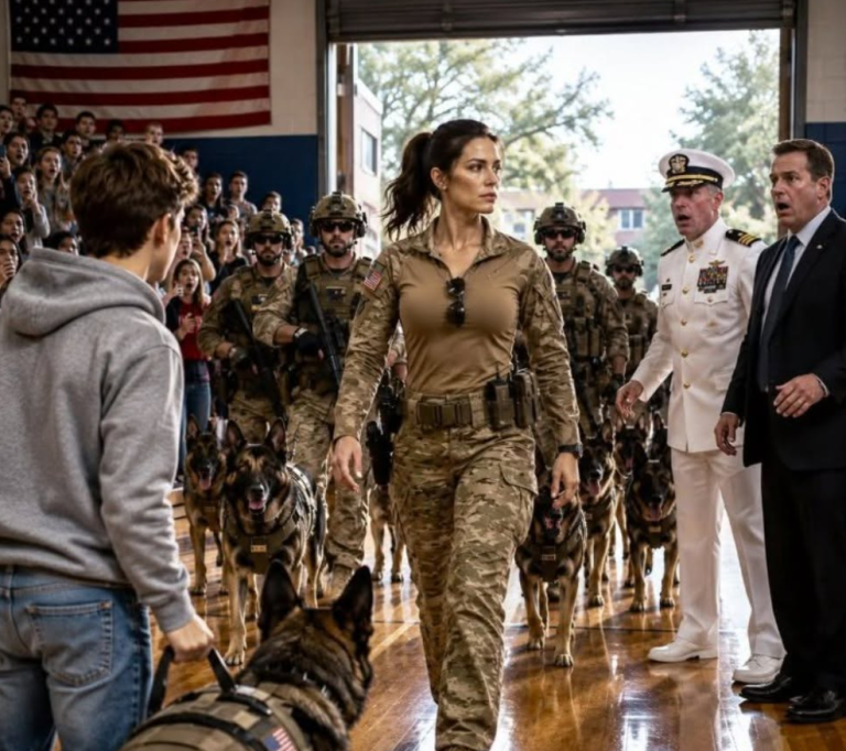 I said that my mother was a Navy SEAL, and a lieutenant laughed at me like more than 200 students. Not even ten minutes later, service dogs entered our gymnasium in formation – and his expression made me wonder what he knew that I didn’t.